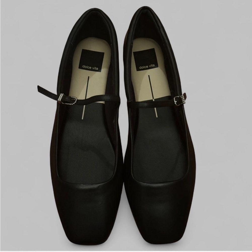 Dolce Vita 9 Leather Black Mary Jane Flats